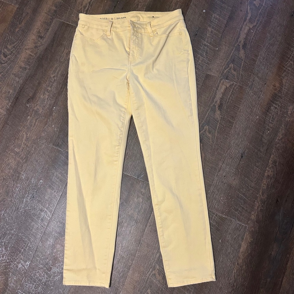 Talbots‎ Flawless Slim Ankle Pants Womens 8 Yellow Stretch 5-Pocket Trousers